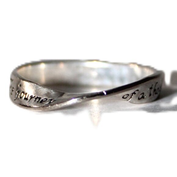 Sterling Silver Inspirational Half Twist Ring The Journey of a Thousand Miles - Picture 1 of 9